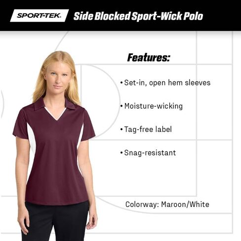 SPORT-TEK Women's Side Blocked Micropique Sport Wick Polo in Saudi Arabia