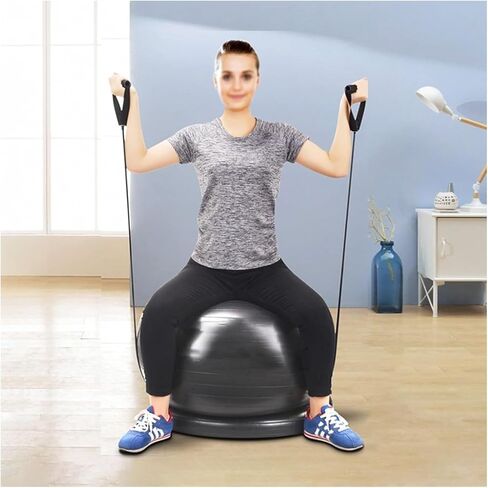 Yoga Ball Chair,Yoga Ball，Exercise Ball, Stability Ball Chair with Bands & Base Sturdy Desk Ball Chair for Spine Alignment Exercise Ball Seat for Yoga/Workout/Fitness/Pilates(Diameter 75cm ( 29 1/2" ) in Kuwait