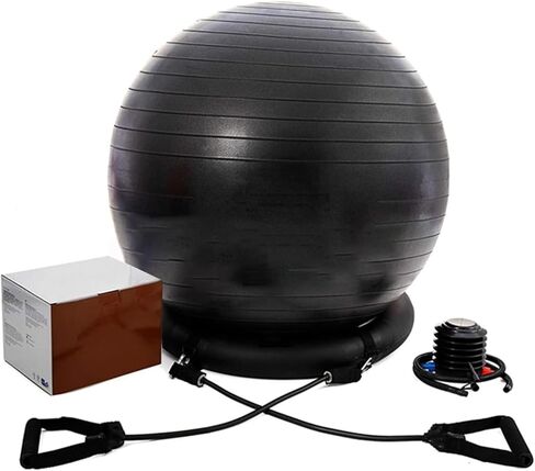 Yoga Ball Chair,Yoga Ball，Exercise Ball, Stability Ball Chair with Bands & Base Sturdy Desk Ball Chair for Spine Alignment Exercise Ball Seat for Yoga/Workout/Fitness/Pilates(Diameter 75cm ( 29 1/2" ) in Kuwait