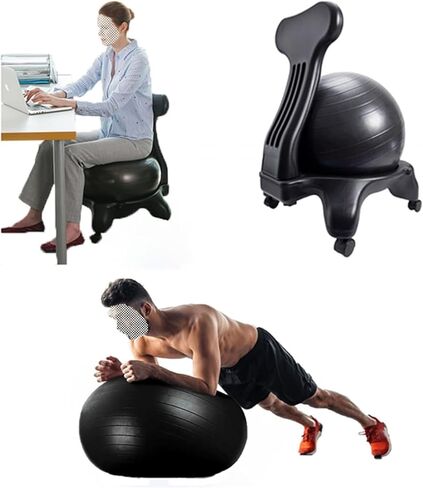 كرسي كرة اليوجا، كرة اليوجا، كرة التمرين، كرسي كرة اليوجا، كرسي مكتب مكتب مع كرة مضادة للانفجار، كرسي كرة التوازن للمنزل وصالة الألعاب الرياضية، مقعد كرة تمرين مريح لآلام الظهر in Kuwait