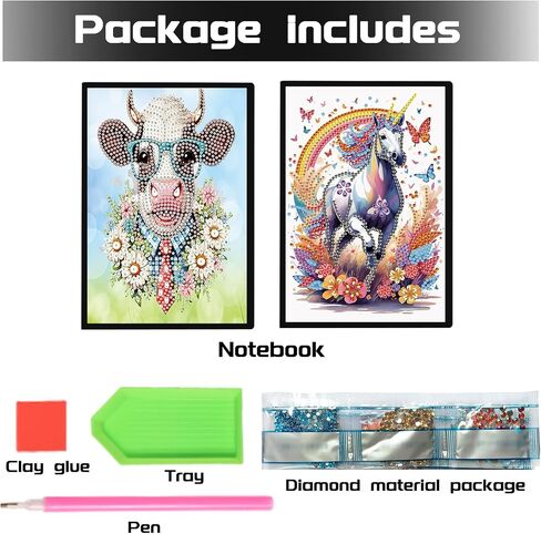 JISHSHAY 2 Pcs A5 Diamond Painting Notebook Dragon Seahorse Diamond Art Journal with Leather Cover Special Shaped Rhinestone Adult Craft Kits Sketch Book Drawing Book in Saudi Arabia