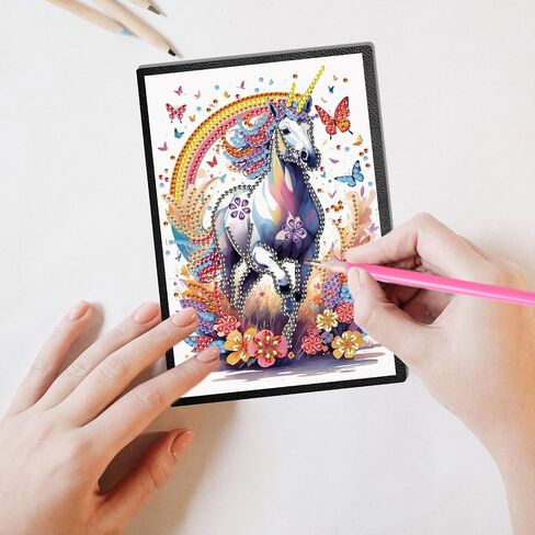 JISHSHAY 2 Pcs A5 Diamond Painting Notebook Dragon Seahorse Diamond Art Journal with Leather Cover Special Shaped Rhinestone Adult Craft Kits Sketch Book Drawing Book in Saudi Arabia