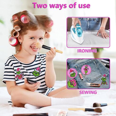 9pcs عيد الميلاد الحديد على البقع ، Grinchs مقرضة خياطة تصحيح إصلاح التزيين لقبعات القبعات على ظهر حقيبة الظهر ، خياطة/الحديد على رقعة التزيين لإكسسوارات الديكور عيد الميلاد ديي in Kuwait