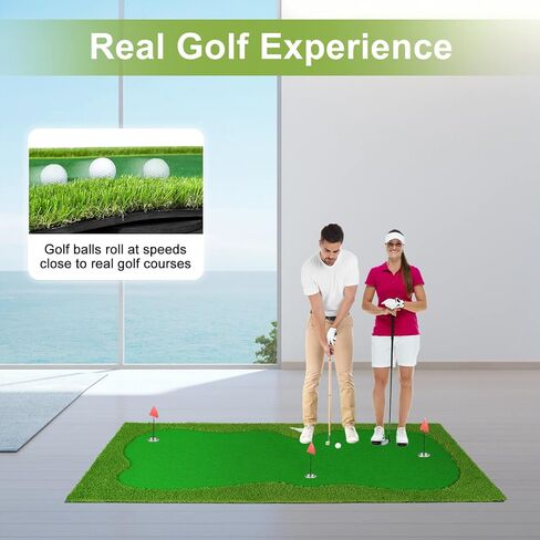 Golf Putting Green, Large Putting Green Mat for Indoor Outdoor, Professional Golf Practice Putt Mat with Movable Cup/Slope Pad in Saudi Arabia