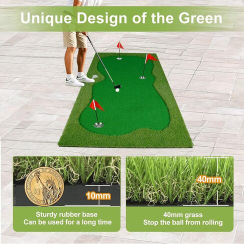 Golf Putting Green, Large Putting Green Mat for Indoor Outdoor, Professional Golf Practice Putt Mat with Movable Cup/Slope Pad in Saudi Arabia