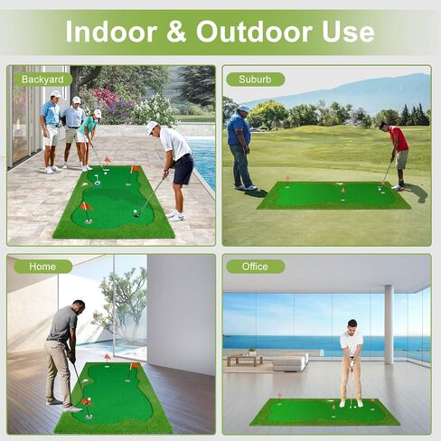 Golf Putting Green, Large Putting Green Mat for Indoor Outdoor, Professional Golf Practice Putt Mat with Movable Cup/Slope Pad in Saudi Arabia