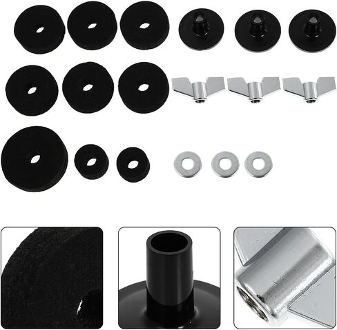 LIFKOME 18pcs Drum Kit Felt Pads Set Black Drum Set Accessories Cymbal Protection Pads Anti-slip Felt for Percussionists in Saudi Arabia