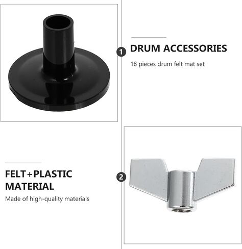 LIFKOME 18pcs Drum Kit Felt Pads Set Black Drum Set Accessories Cymbal Protection Pads Anti-slip Felt for Percussionists in Saudi Arabia