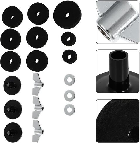 LIFKOME 18pcs Drum Kit Felt Pads Set Black Drum Set Accessories Cymbal Protection Pads Anti-slip Felt for Percussionists in Saudi Arabia