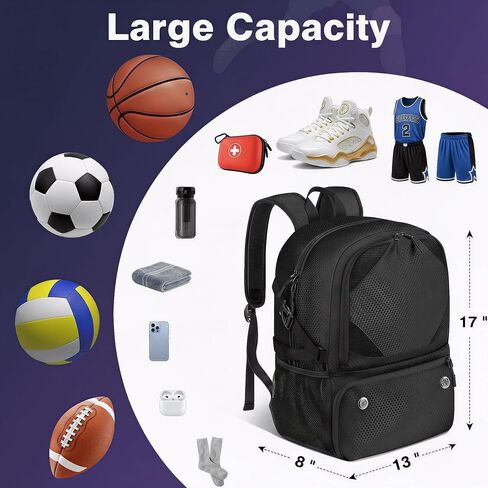Basketball Bag Backpack with Ball & Shoes Compartment for Soccer Ball Volleyball Football, Large Sports Bag Backpack in Saudi Arabia
