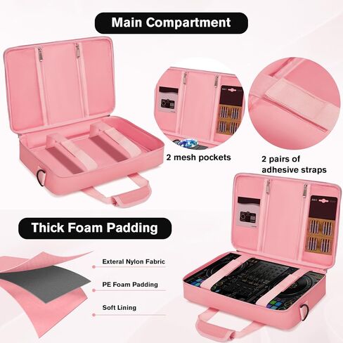 DJ Controller Case Soft Pated Carriyng Bage متوافق مع DDJ 200 / FLX2 / WEGO3 / AKAI MK3 / MASCHINE MIKRO MK3 / DJ Control INPULSE 200 / Starlight / Party Mix 2 / DJ2GO2 Touch (Pink) in Saudi Arabia