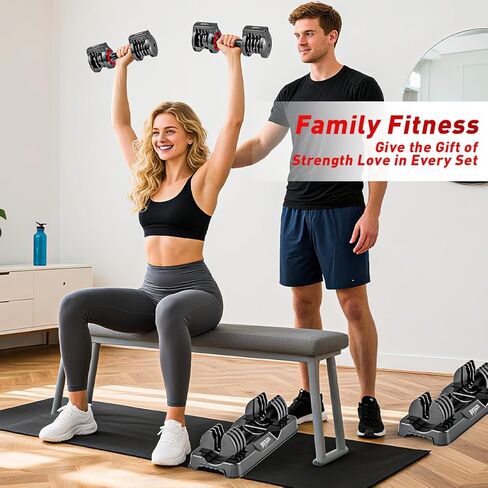 25/55lbs Adjustable Dumbbells Set, Dumbbells with Anti-Slip Metal Handle for Exercise & Fitness Fast Adjust Weight for Full Body Workout Fitness in Saudi Arabia