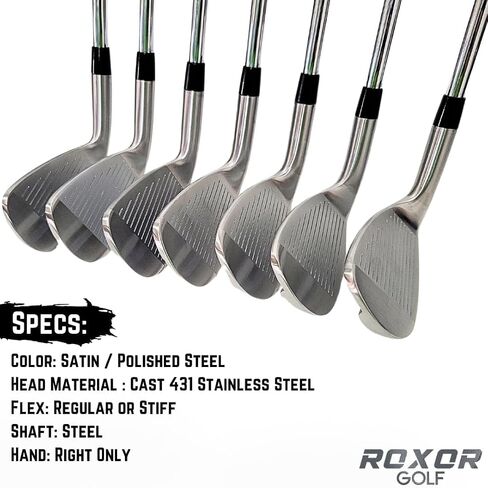 RXR - Tall +1 Inch - Golf Full Iron Sets for Men - Steel Stiff Shaft - 4,5,6,7,8,9 Pitching Wedge - Right Handed - New Superior Golf Club Iron Set Blades - Longer Length for Taller Golfers in Saudi Arabia