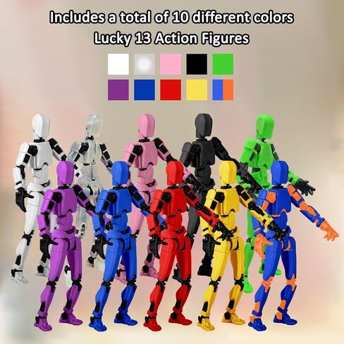 T13 Action Figure Set, 10PCS Robot Action Figure 3D Printed Toys Lucky Titan 13 Action Figure with Multiple Accessories, Dummy 13 Multi-Jointed Movable, Gifts for boys and girls (Requires Assembly) in Saudi Arabia