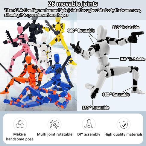 T13 Action Figure Set, 10PCS Robot Action Figure 3D Printed Toys Lucky Titan 13 Action Figure with Multiple Accessories, Dummy 13 Multi-Jointed Movable, Gifts for boys and girls (Requires Assembly) in Saudi Arabia