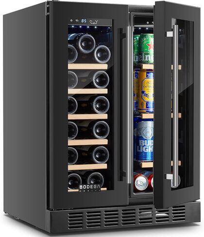 Bodegacooler Wine and Beverage Bergrigerator 30 Int و Dual Zone Wine Bevering Cooler و 30 "تحت عداد النبيذ مع الباب الفرنسي ومدمجه وذات قائم بذاته ، ويحمل 31 زجاجة و 110 علب in Kuwait