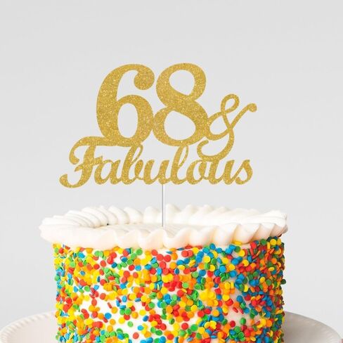 64 & Fabulous Cake Toppers Gold Glitter ، Happy 64th Cake Topper Heaits to 64 year bay decoration ، أربعة وستين وأزخرفة كعكة رائعة لعيد الميلاد السادس عشر حفلة in Saudi Arabia