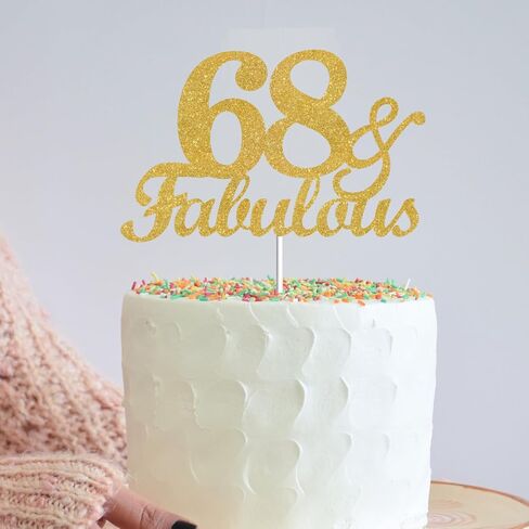 64 & Fabulous Cake Toppers Gold Glitter ، Happy 64th Cake Topper Heaits to 64 year bay decoration ، أربعة وستين وأزخرفة كعكة رائعة لعيد الميلاد السادس عشر حفلة in Saudi Arabia