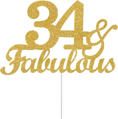 64 & Fabulous Cake Toppers Gold Glitter ، Happy 64th Cake Topper Heaits to 64 year bay decoration ، أربعة وستين وأزخرفة كعكة رائعة لعيد الميلاد السادس عشر حفلة in Kuwait