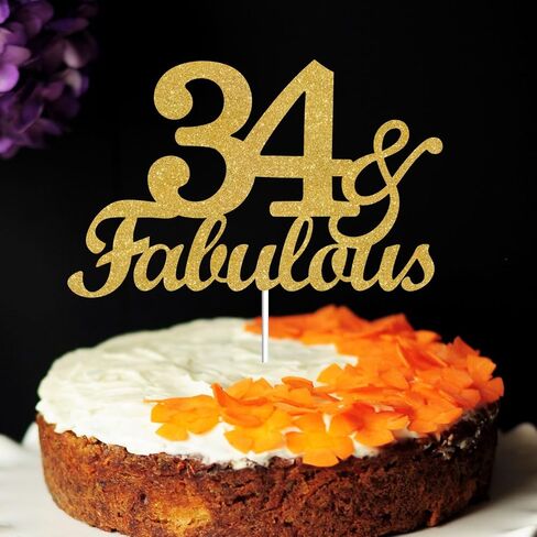 64 & Fabulous Cake Toppers Gold Glitter ، Happy 64th Cake Topper Heaits to 64 year bay decoration ، أربعة وستين وأزخرفة كعكة رائعة لعيد الميلاد السادس عشر حفلة in Kuwait