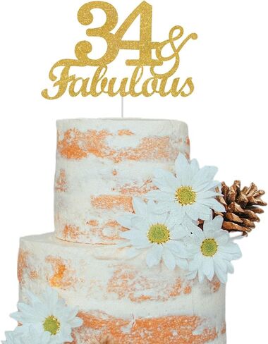 64 & Fabulous Cake Toppers Gold Glitter ، Happy 64th Cake Topper Heaits to 64 year bay decoration ، أربعة وستين وأزخرفة كعكة رائعة لعيد الميلاد السادس عشر حفلة in Kuwait