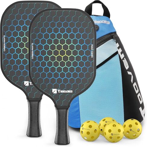 مجاذيف Toovem Max T2 Pink Pickleball للنساء - T300 Carbon Carbon Lightweight Dracket ، تصميم لطيف ، قبضة راحة ، بقعة حلوة كبيرة ، حقيبة و 4 كرات وردية - هدايا مثالية للمجلس للنساء in Kuwait