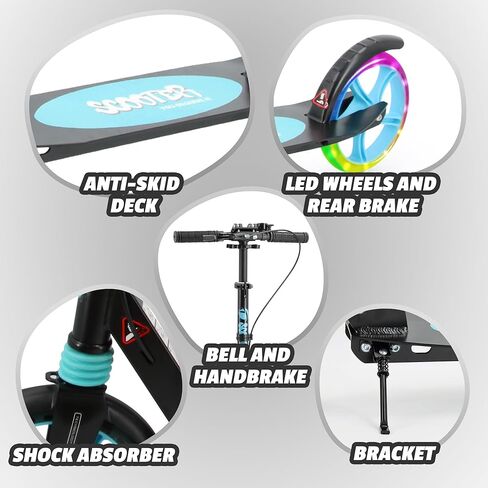 سكوتر للأطفال الذين تتراوح أعمارهم بين 8 سنوات من المراهقين والبالغين ، سكوتر ركلة خفيف الوزن مع ارتفاع حزام قابل للتعديل مع فرملة اليد الأمامية والفرامل الخلفية ، عجلات فلاش بو كبيرة قوية in Kuwait