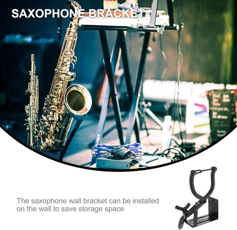HANABASS Iron Alto Tenor Saxophone حامل يثبت على الحائط، حامل أسود عملي للآلات الموسيقية، موفر للمساحة، تصميم مريح يدعم الملحقات in Kuwait