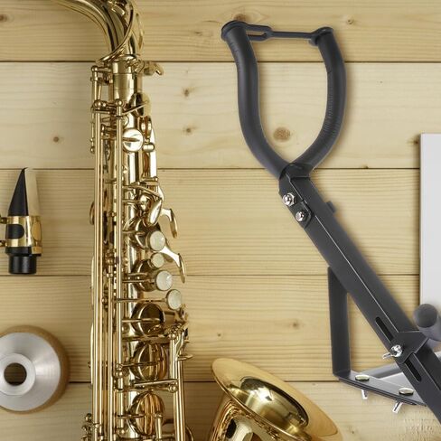 HANABASS Iron Alto Tenor Saxophone حامل يثبت على الحائط، حامل أسود عملي للآلات الموسيقية، موفر للمساحة، تصميم مريح يدعم الملحقات in Kuwait