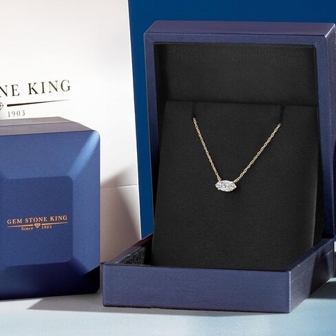 GEM Stone King 10K Gold Gold Lab Colling Diamond Netlace for Women | 0.33 CTTW | Marquise 7x4mm | الأحجار الكريمة أبريل المولد | دفاع اللون | VVS-VS Clarity | بسلسلة 18 بوصة in Saudi Arabia