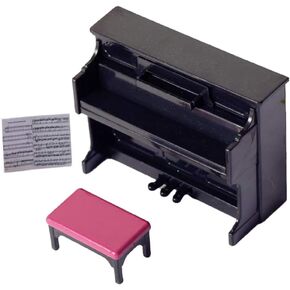 TOYANDONA Piano Keyboard Toy for Kids Dollhouse Piano Model Miniature Stool Musical Educational Toy for Micro Landscape Fairy Garden Black
