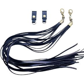 Yecnecty 1 Pair Universal Motorcycle PU Leather Handlebar Brake Clutch Lever Tassel Fringe Skull Cover Motorbike Decoration Accessories