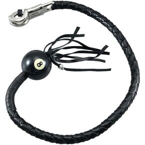 Leather Motorcycle Whips 36"/42" Get Back Whip with ball Heavy Duty Biker Whips Handlebar Accessories for Motorbike (Black, 36")