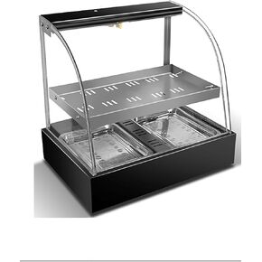 18" Commercial Food Warmer Display Pizza Warmer, 2-Tier Electric Countertop Food Warmer Pastry Display Case for Buffet Restaurant in Kuwait