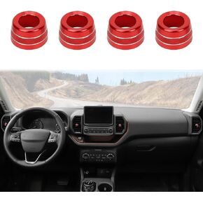 PDKLIN for Bronco Sport Red Air AC Vent Trim Rings Compatible with Ford Bronco Sport 2021 2022 2023 Red Interior Accessories 4pcs
