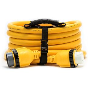 Camco PowerGrip 25-Foot Marine/Boat Extension Cord with 50M/50F Locking Adapters | Allows for Easy Boat Connection to Distant Power Outlets (55621)