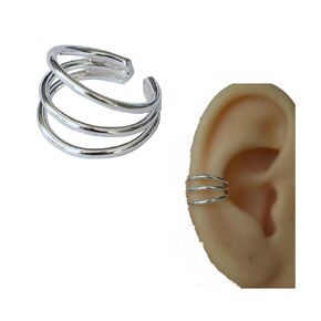 925 Sterling Silver SINGLE Triple Band Small Ear Cuff for Non-Pierced Ear Wrap, Cartilage Earrings for women | Handmade by MiYa Jewelry Creations