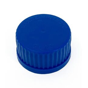 Basstein GL45 PBT Screw Caps for Lab Media Bottles with Internal Molded Seal Ring 180℃, Pack of 4 (Blue)