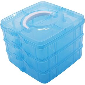 3-Tier Stackable Storage Container Box with 18 Compartments, Plastic Organizer Box for Craft Organizers and Storage, Beads Organizers, Jewelry, Sewing Storage, Nail (Orange)