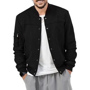 Olmoleons Mens Faux Suede Bomber Jacket Varsity Jacket Windbreaker Vintage Casual Lightweight Leather Coats Jackets