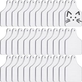 Metal Cow Tags Blank Metal Stamping Blanks Aluminum Tiny Cattle Tag Blank Cattle Ear Tags for Women Jewelry, 0.06 Inch Thick(50 Pieces)