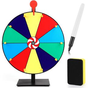Diegimr Spinning Prize Wheel, 10 Slots Tabletop Prize Wheel Spinner with Dry Erase and Marker 19.69 Inch Roulette Wheel with Stand for Trade Shows Holiday Activities Carnival Spin Game