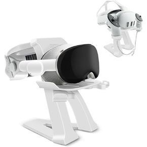 VR Stand Accessories Compatible with Vision Pro/RiftS/Quest2/Quest3/Pico3/Pico4/PSVR 2/Valve Index VR Headset and Touch Controllers - Universal VR Headset Display Dock - Stable Install Easy (Black)