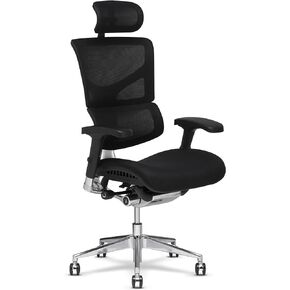 X-Chair X3 Management Office Chair, Black A.T.R. Fabric with Headrest - High End Comfort Chair/Dynamic Variable Lumbar Support/Floating Recline/Highly Adjustable/Durable/Executive Office Desk Seat