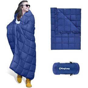 KingCamp Puffy Blanket for Camping, Warm Down Alternative Outdoors Indoors Quilt, Lightweight Compact Packable Windproof Blankets for Stadium, Airplane, Travel, Picnics, Backpacking