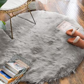 Carvapet Soft Faux Sheepskin Fur Rug Rectangle Area Rug Bedside Carpet for Bedroom Floor Sofa Fireplace Mat Living Room (3 x 5 ft Rectangle, Navy)