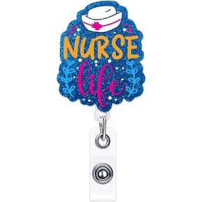 Scrub Life Badge Reel Holder, Funny Navy Blue Badge Reels Retractable for Nurses, Cute Badge Clip, RN LVN CNA LPN Nursing Student, ID Card Badge Holder with Alligator Clip Accessories