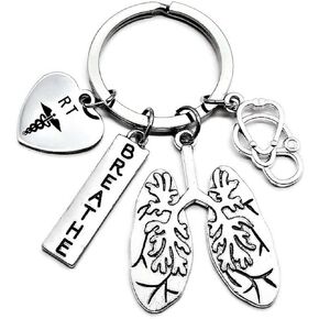 RT Respiratory Therapist Keychain, RT Keychain, Respiratory Therapy Gift, Lung Keychain, Lung Specialist Keychain, Stethoscope, Anatomical Lung, Breathe, Pulmonary, Respiratory Care, Lung Disease