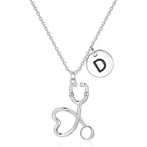 هدايا ممرضة للنساء، S925 الفضة الاسترليني قلادة سماعة الطبيب الأولية للممرضة مساعد طبي RN هدايا ممرضة أسبوع الهدايا ممرضة هدية التخرج لطلاب الطب قلادة لطبيب ممرضة in Kuwait