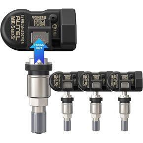 Autel MX-Sensor 2 in 1 (315MHz + 433MHz)(Press-in) 100% Cloneable TPMS Programmable Sensors for Tire Pressure Monitoring System(Metal Valves,Set of 4 Pieces)